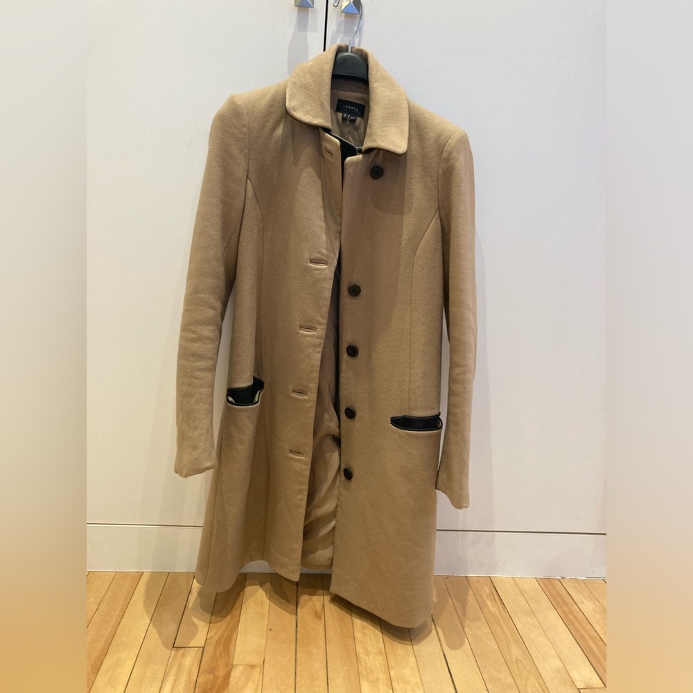 Theory women tan wool coat